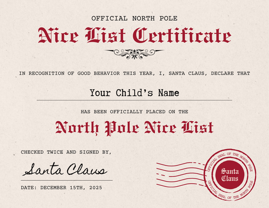 Nice List Certificate